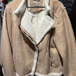 VENUS Tan Teddy Jacket with Faux Sherpa Lining